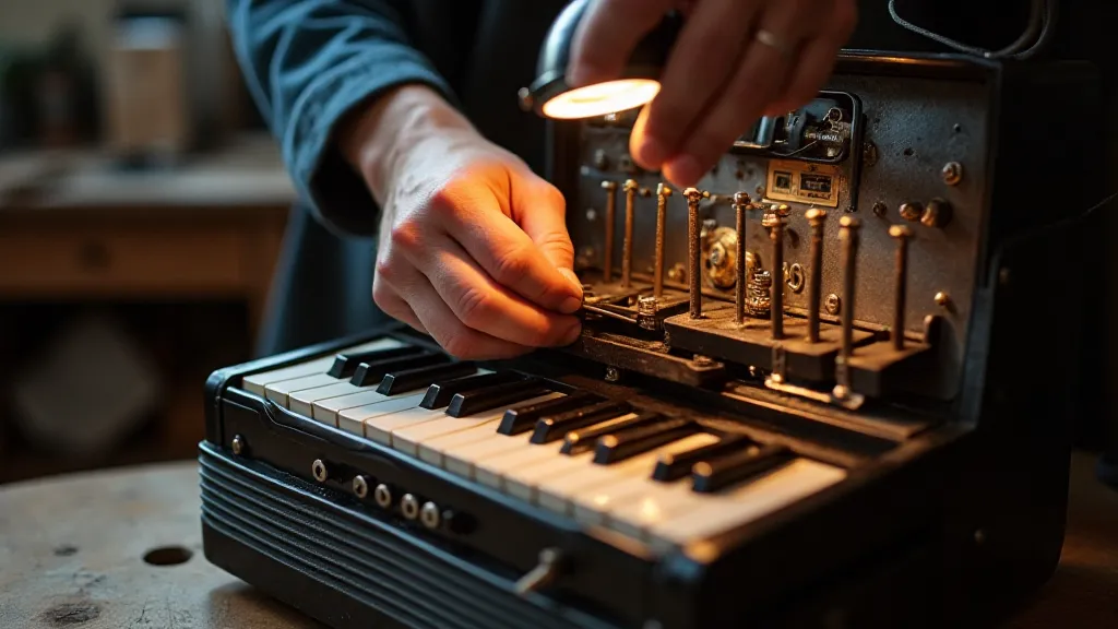 Accordion repair by a craftsman