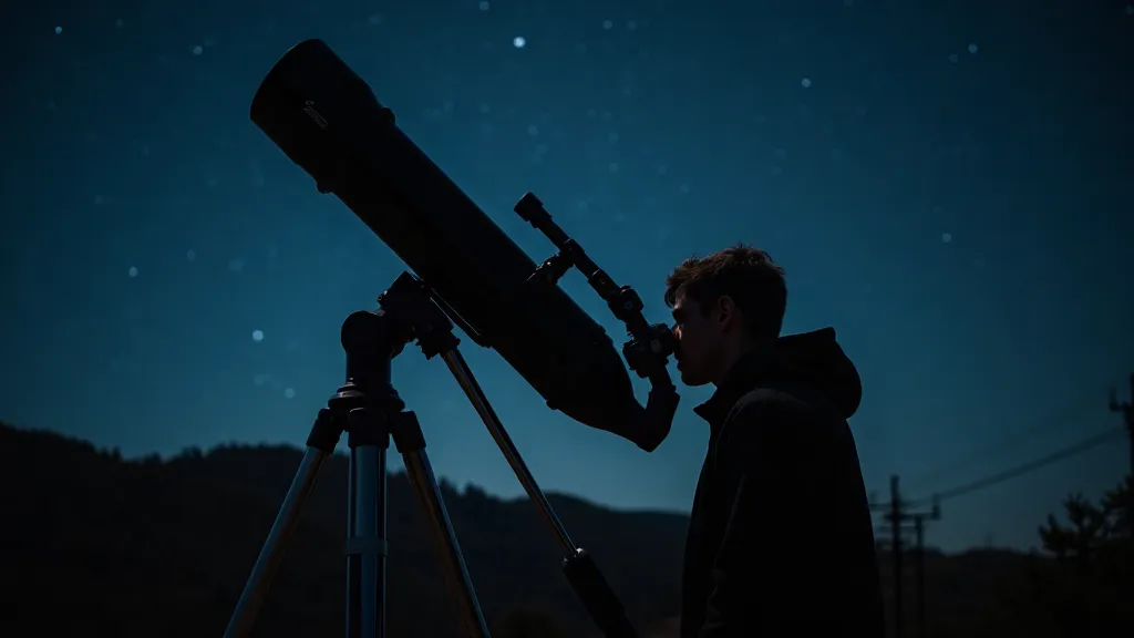 Astronomer observing with a Schmidt-Cassegrain telescope